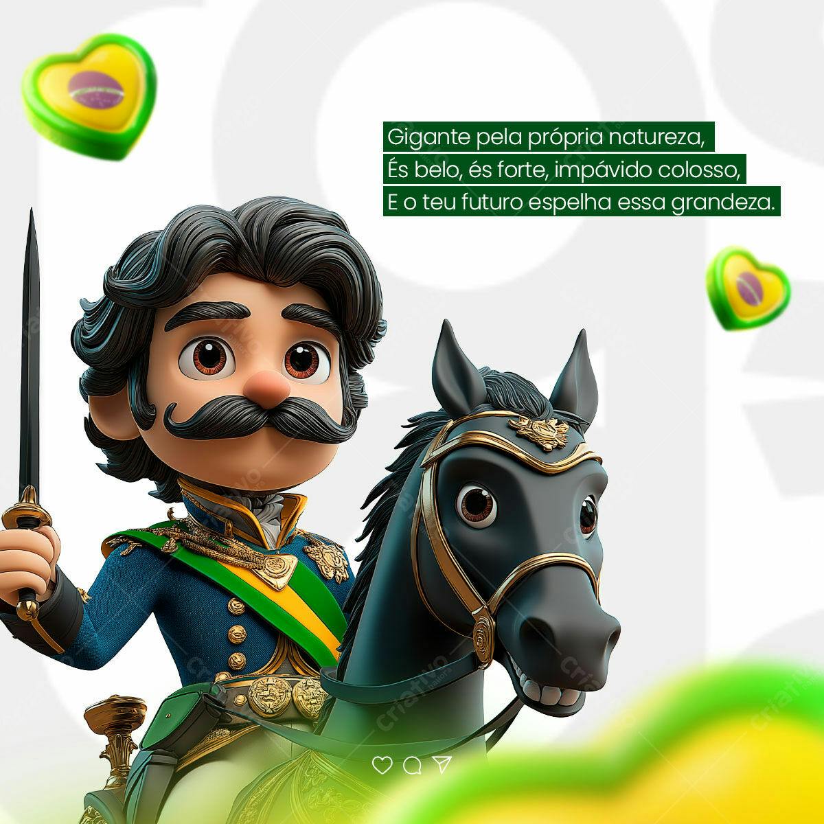 Ilustração Personagem Histórico a Cavalo PSD Editável