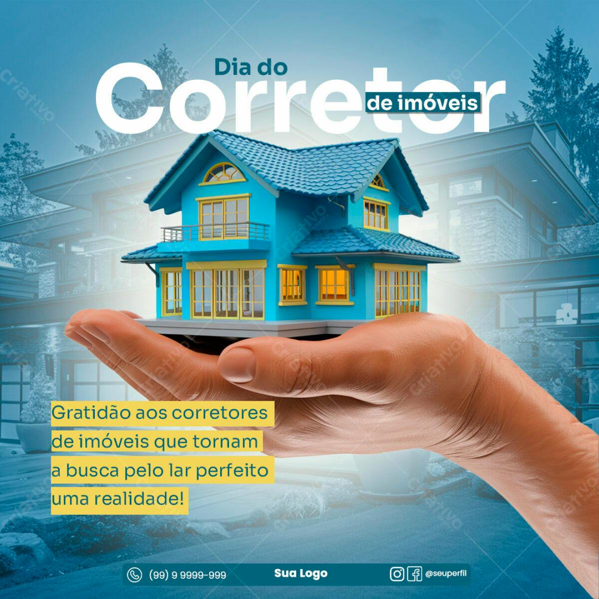 Postagem Dia do Corretor de Imóveis PSD Editável