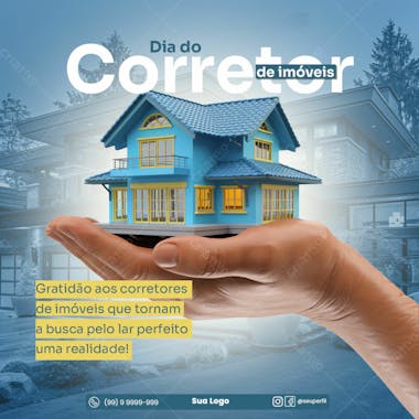 Flyer dia do corretor de imóveis 27 de agosto