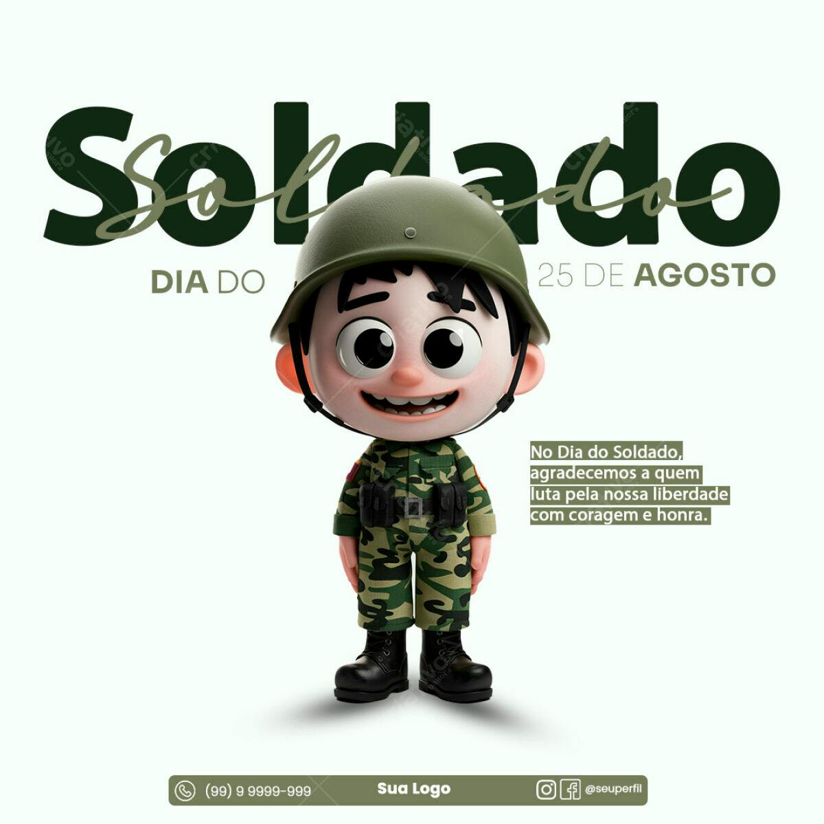 Flyer Dia do Soldado PSD Editável