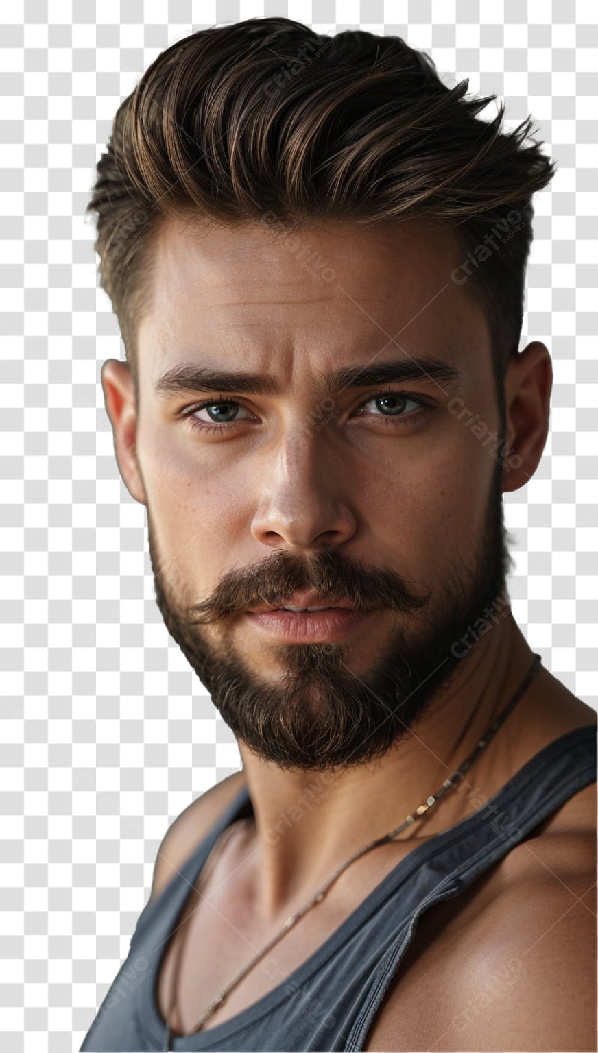 Homem barbudo com visual moderno