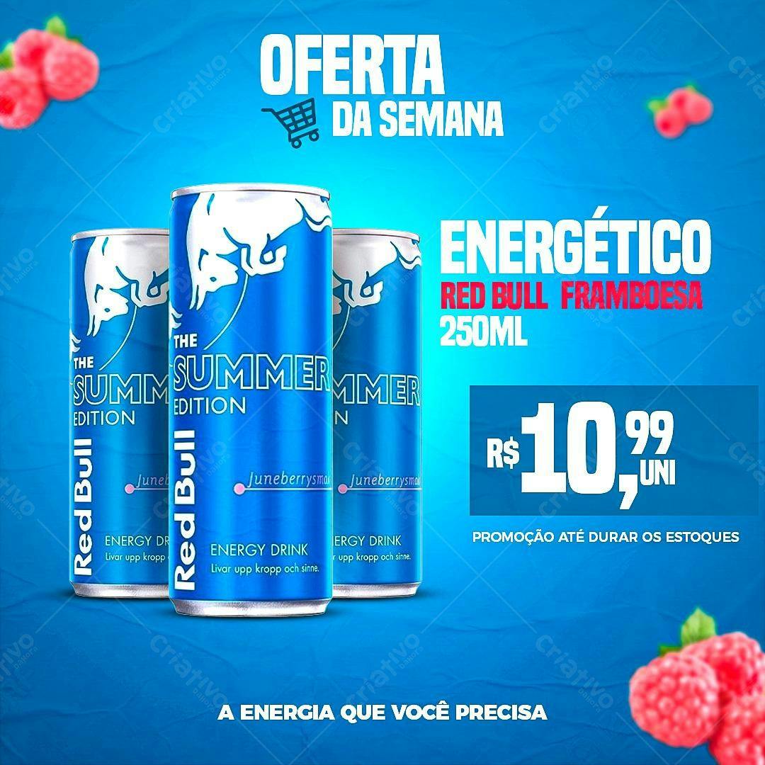 Flyer Oferta Red Bull Framboesa PSD Editável