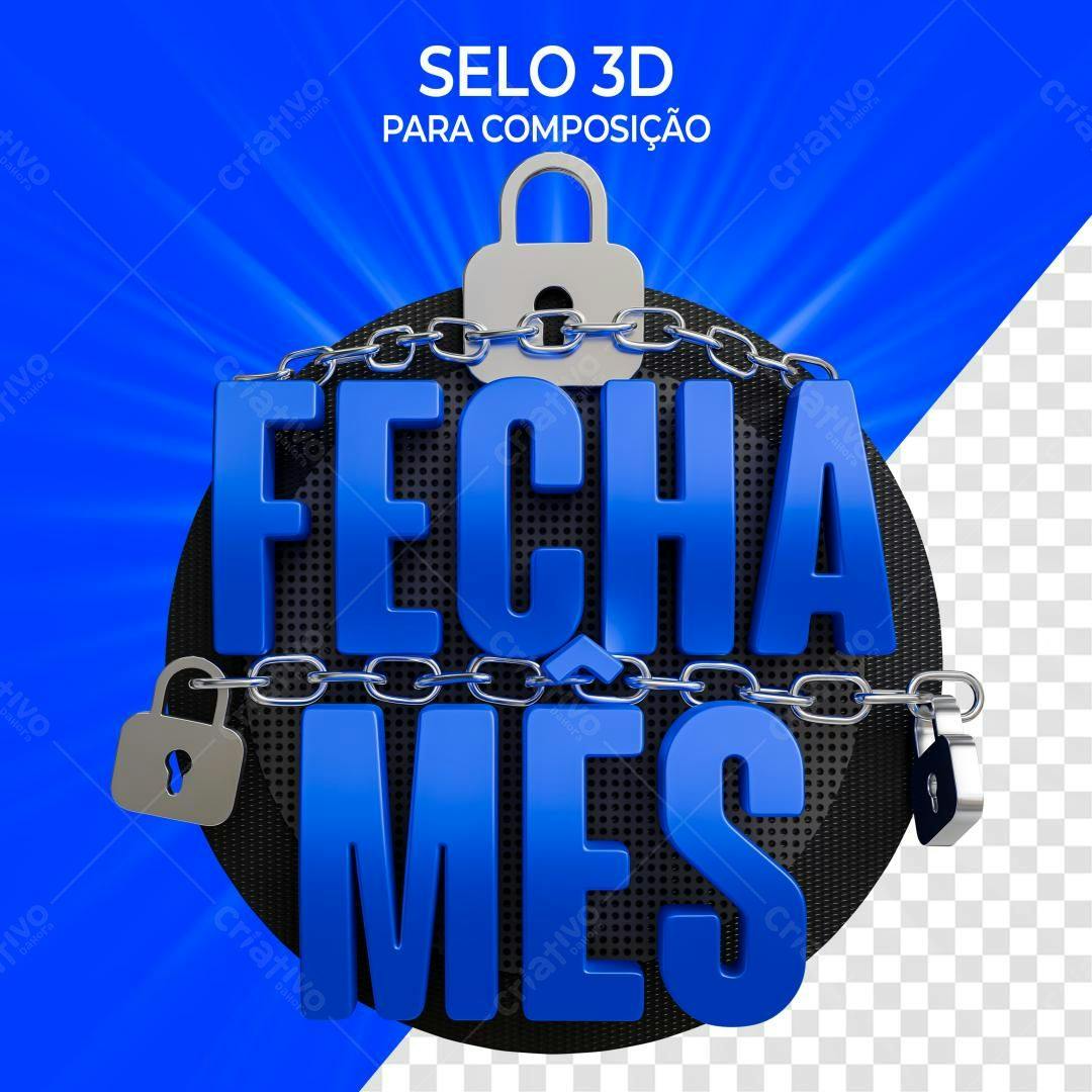 Selo 3D segurança metálico azul e prata