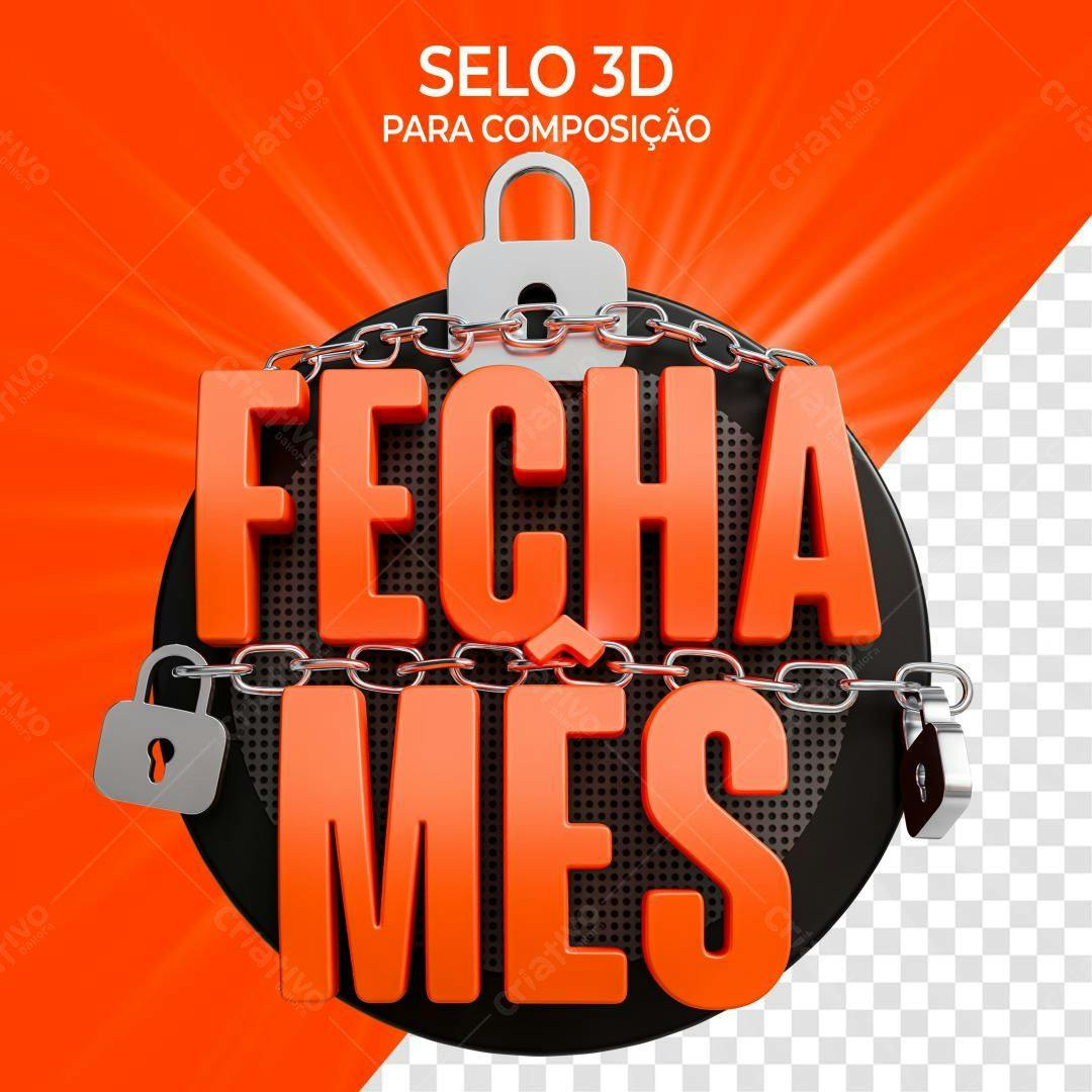 Selo 3D Fecha Mês PSD Editável