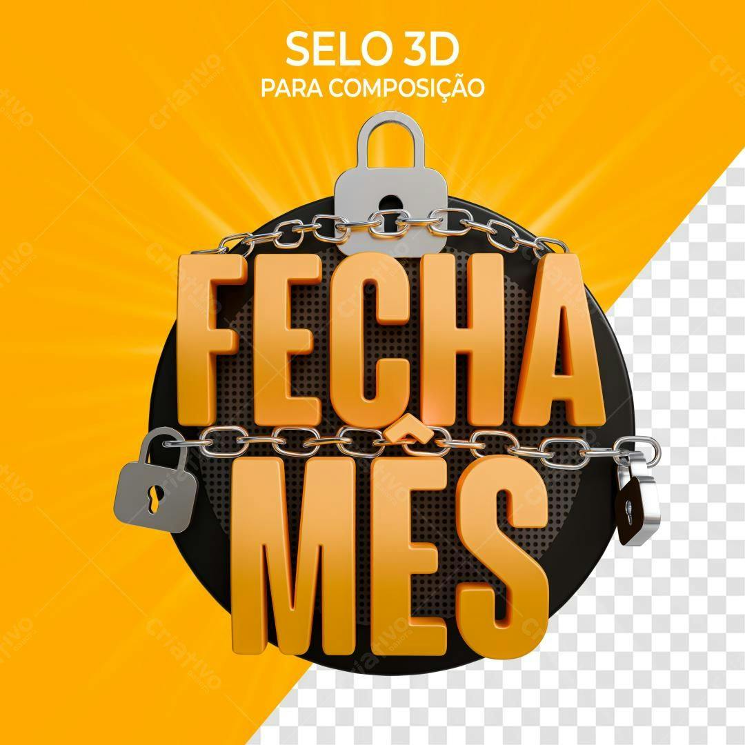 Selo 3D Fecha Mês PSD Editável