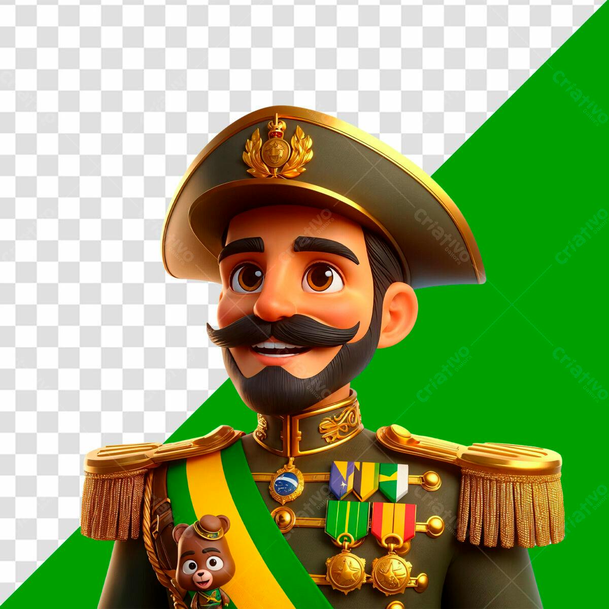 Personagem Cartoon Militar 7 de Setembro PSD Editável