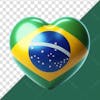 3d heart element with brazilian flag