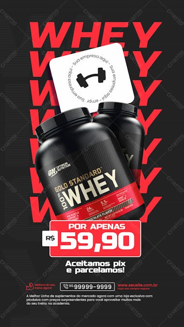 Storie loja de suplementos social media instagram whey protein em promoção