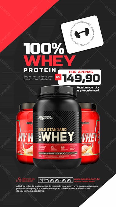 Storie loja de suplementos social media instagram whey protein kit