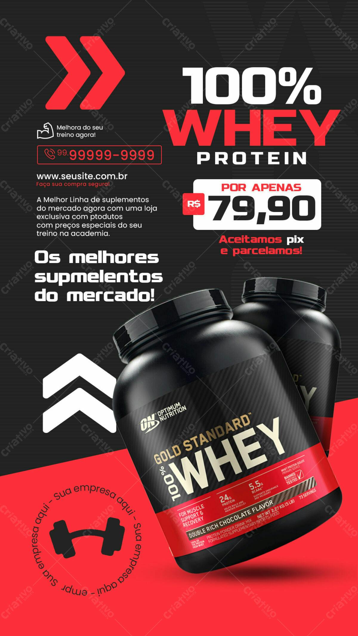 Flyer Whey Protein PSD Editável