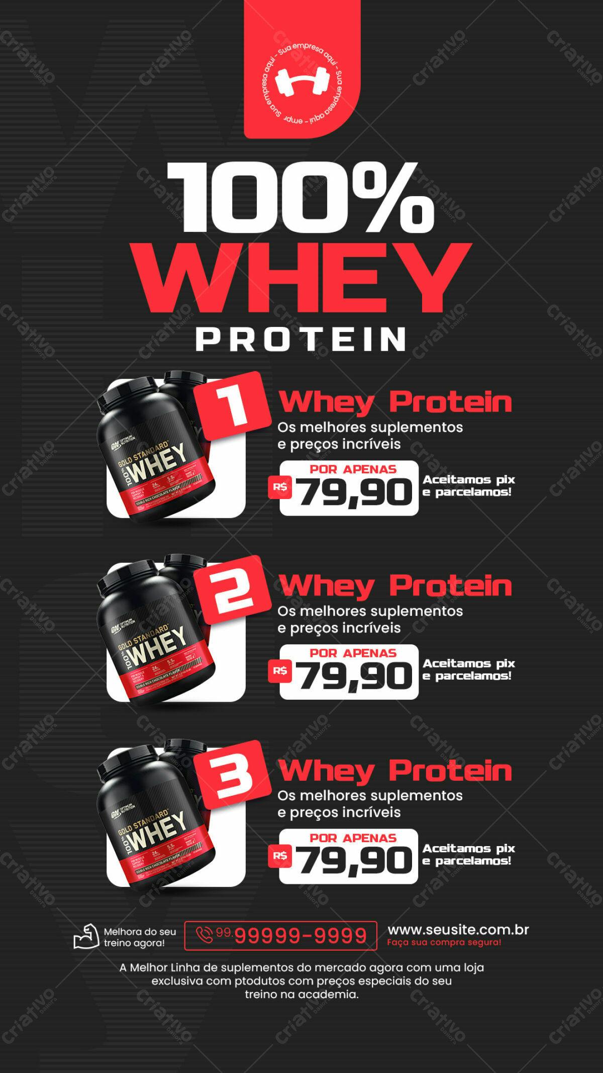 Flyer Suplementos Whey Protein PSD Editável