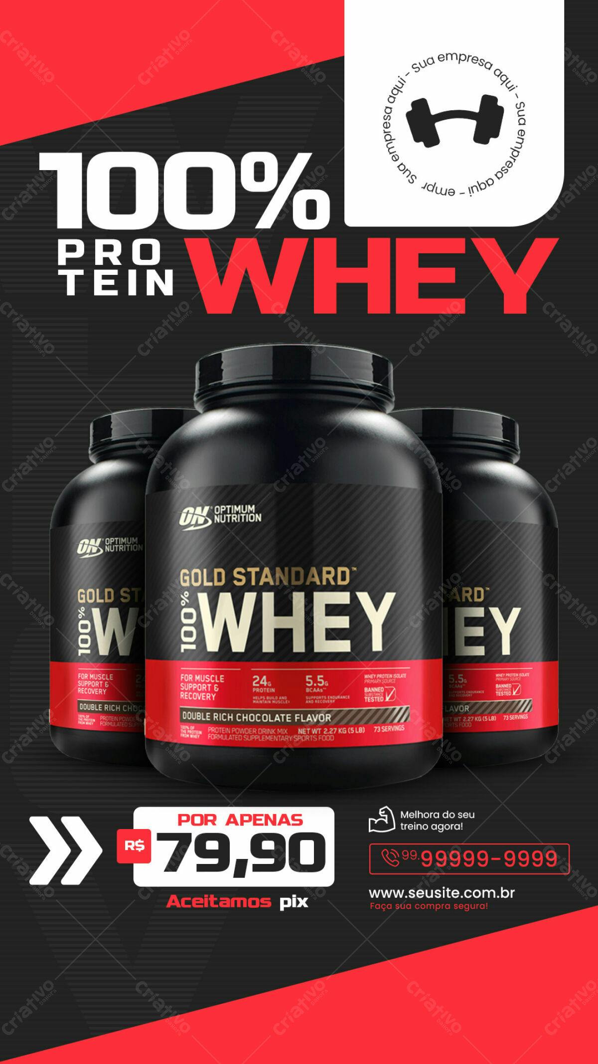 Flyer Whey Protein 100% PSD Editável