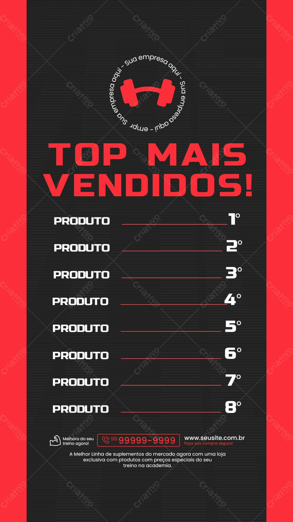 Flyer Top 8 Produtos Mais Vendidos PSD Editável