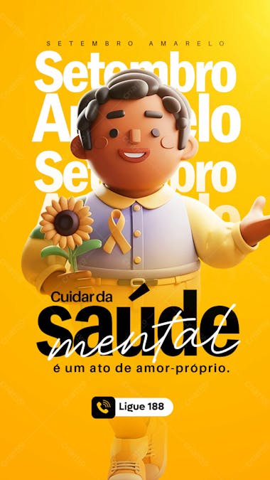 Setembro amarelo story social media psd editável