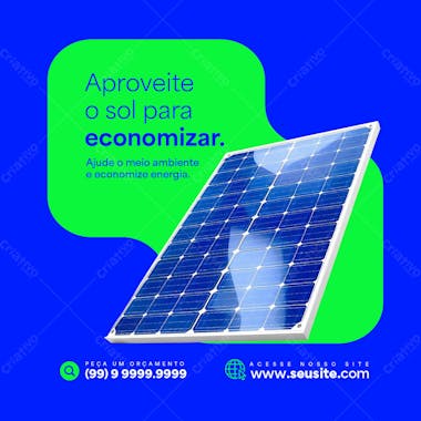 Energia solar aproveite o sol social media psd editável