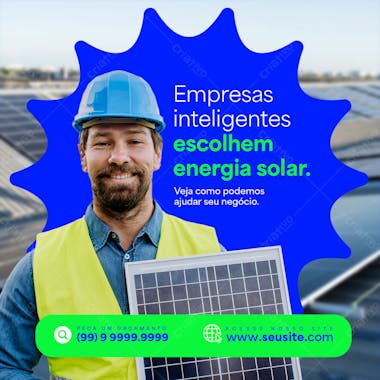 Energia solar empresas inteligentes social media psd editável