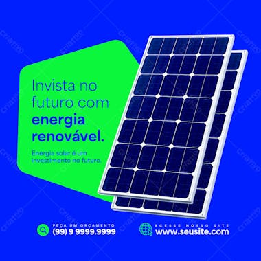 Energia solar energia renovável social media psd editável