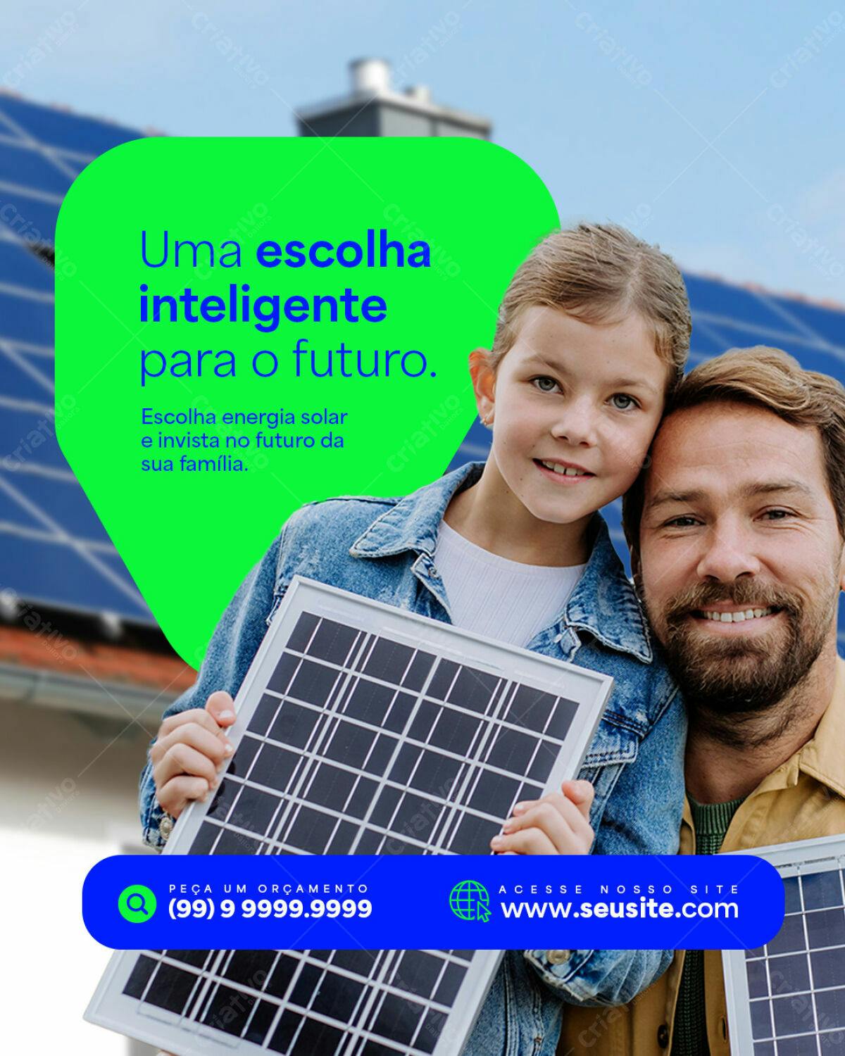 Flyer Energia Solar Familiar PSD Editável