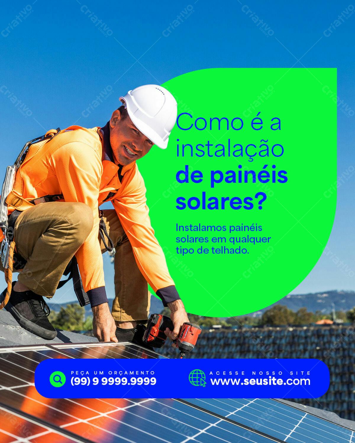 Postagem Instagram Instalação Painéis Solares PSD Editável