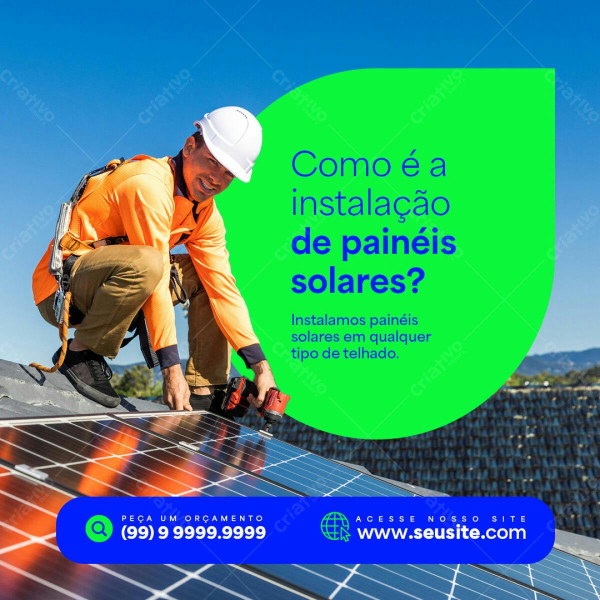 Postagem Instagram Energia Solar PSD Editável