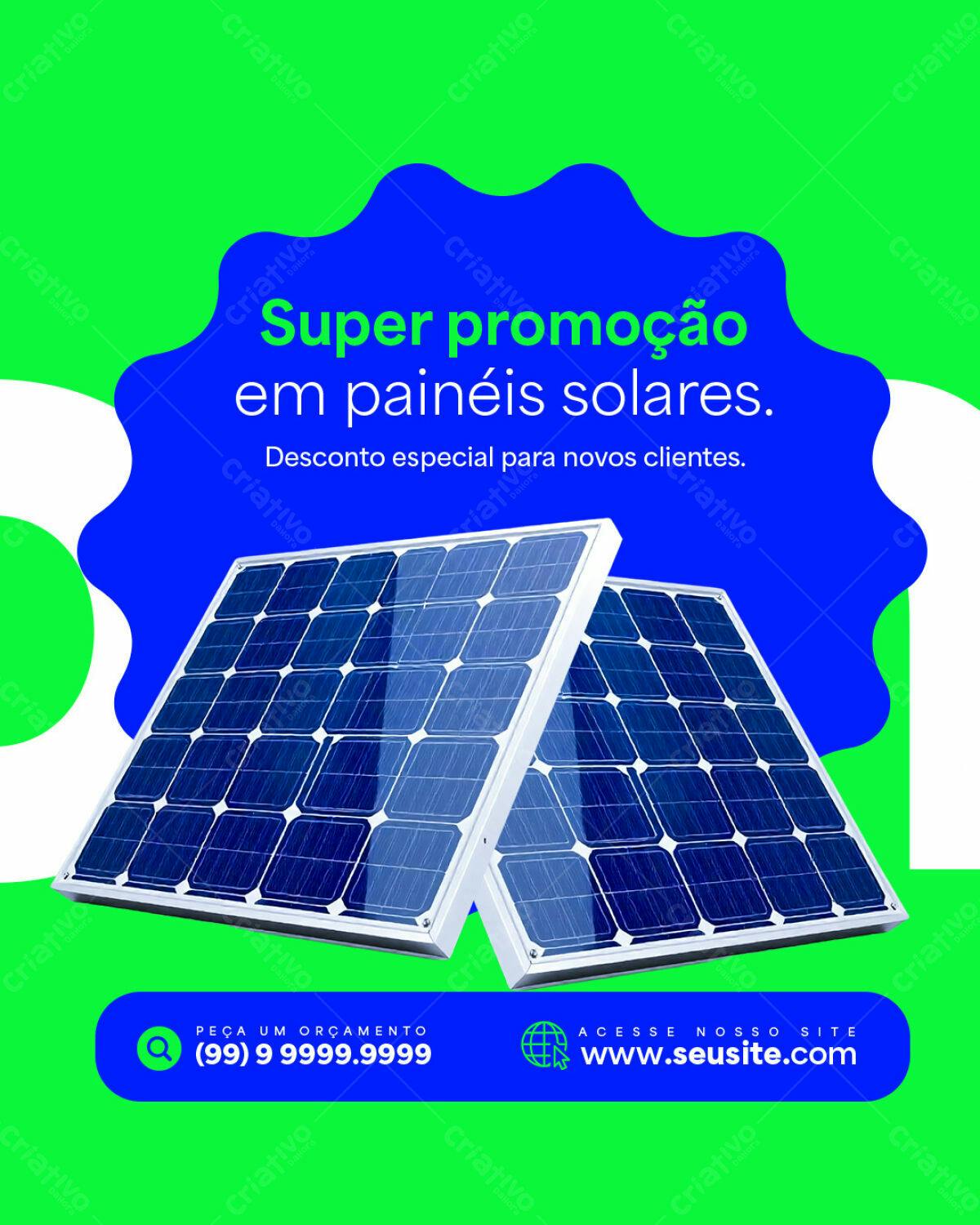 Flyer para Promoção de Painéis Solares PSD Editável