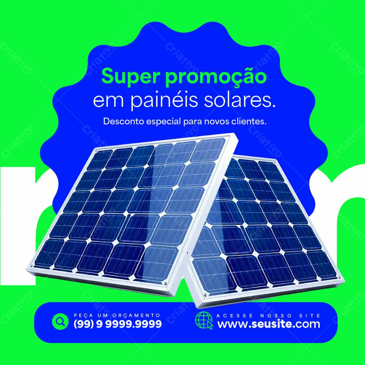 Post para Promoção de Painéis Solares PSD Editável