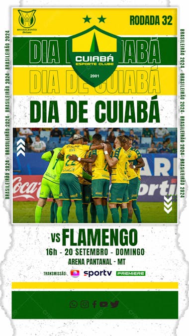 Flyer esportivo campeonato brasileiro 2024 dia de cuiabá