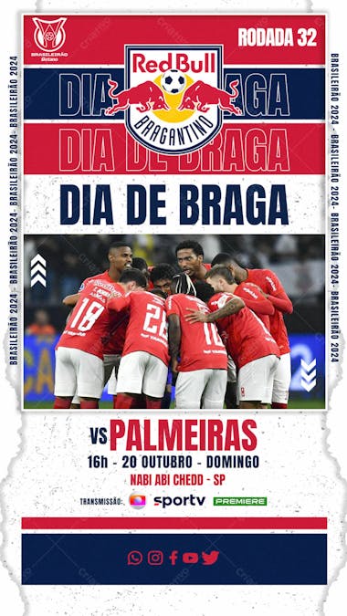 Flyer esportivo campeonato brasileiro 2024 dia de bragantino