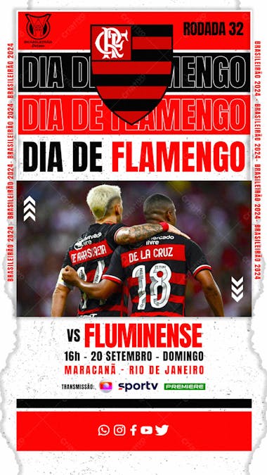 Flyer esportivo campeonato brasileiro 2024 dia de flamengo