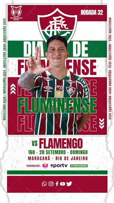 Flyer esportivo campeonato brasileiro 2024 dia de fluminense