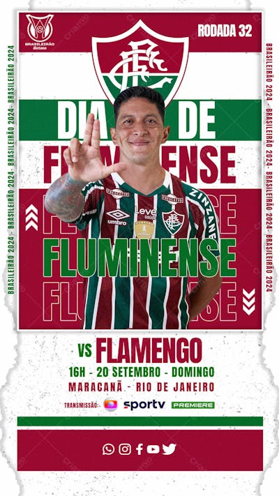 FLYER ESPORTIVO CAMPEONATO BRASILEIRO 2024 DIA DE FLUMINENSE