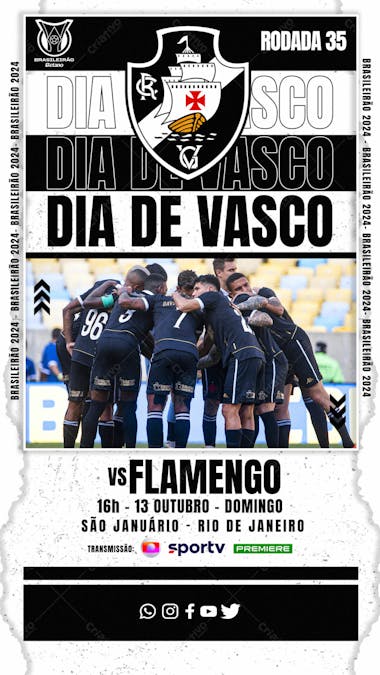 Flyer esportivo campeonato brasileiro 2024 dia de vasco