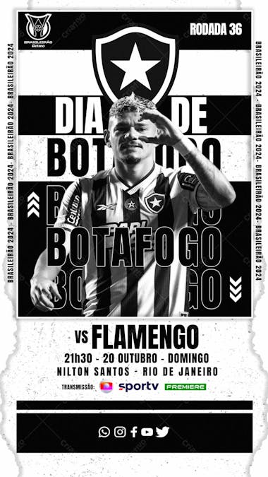 Flyer esportivo campeonato brasileiro 2024 dia de botafogo