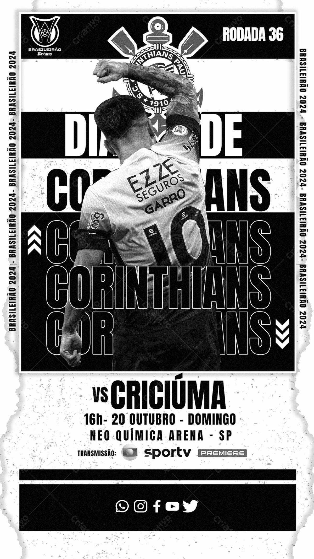 Flyer Corinthians x Criciúma PSD Editável