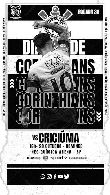 Flyer esportivo campeonato brasileiro 2024 dia de corinthians