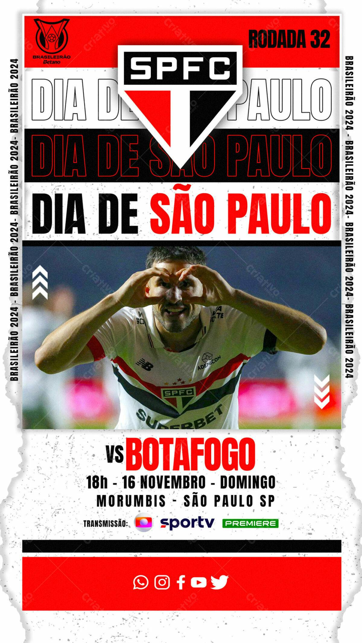 Flyer para Jogo SPFC x Botafogo PSD Editável