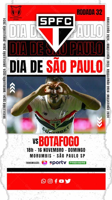 Flyer esportivo campeonato brasileiro 2024 dia de são paulo