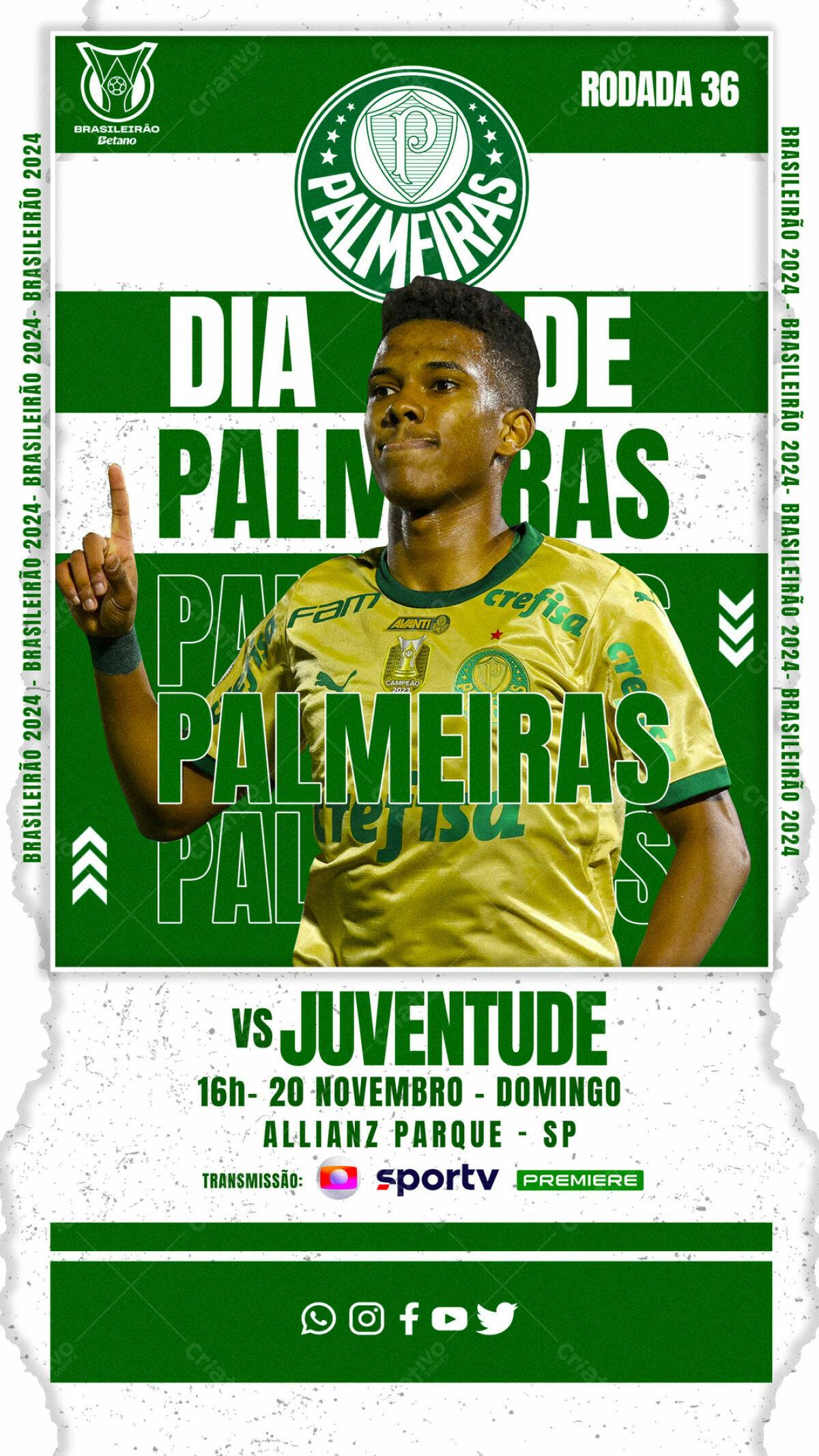 Flyer Dia de Palmeiras vs Juventude PSD Editável
