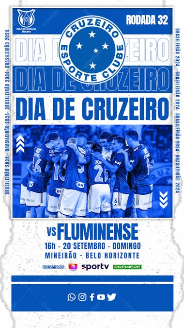 Flyer esportivo campeonato brasileiro 2024 dia de cruzeiro