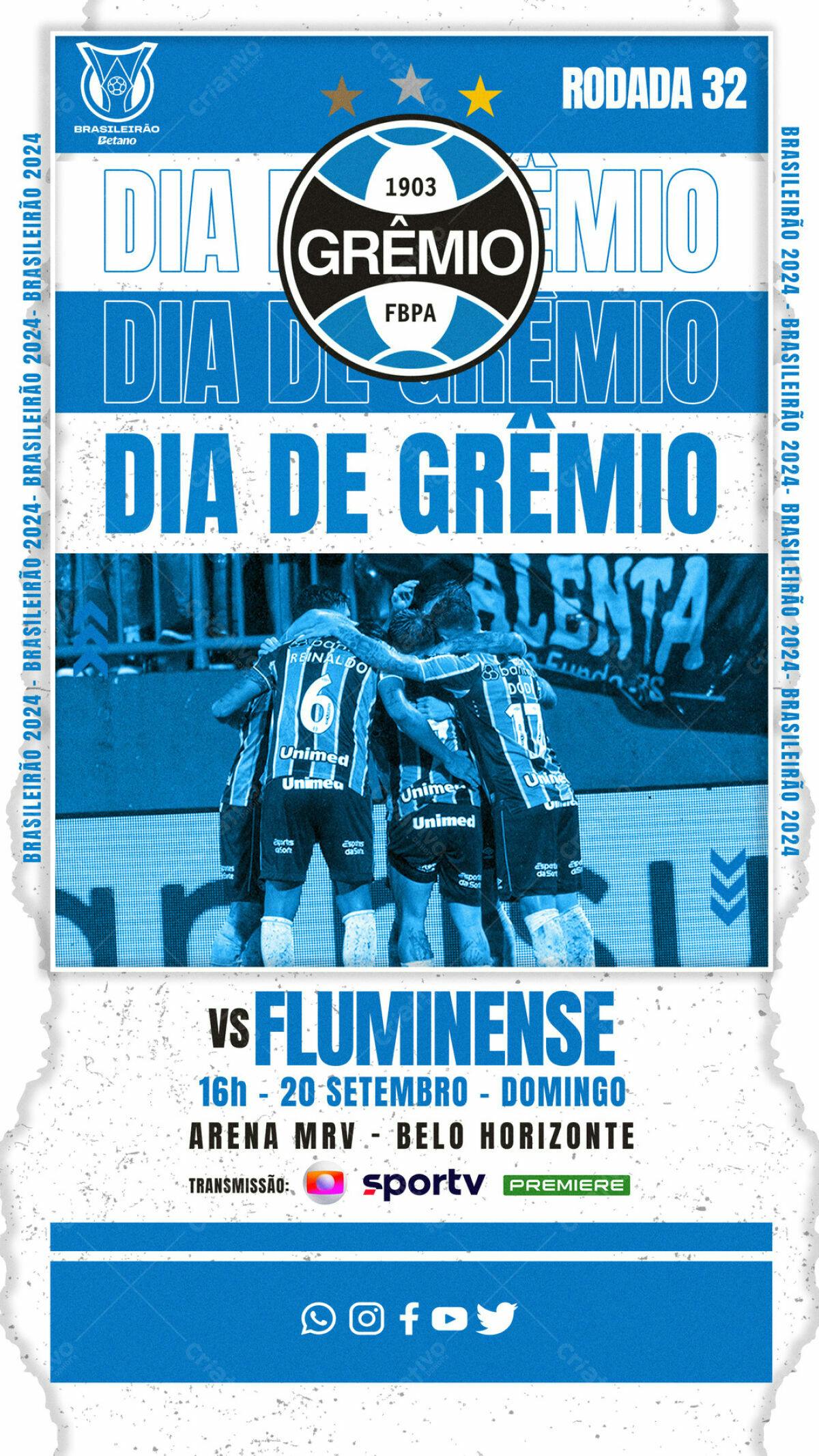 Flyer Dia de Grêmio x Fluminense PSD Editável