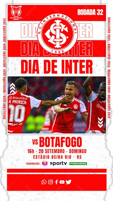 Flyer esportivo campeonato brasileiro 2024 dia de internacional