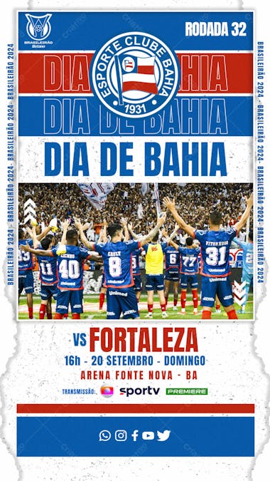 Flyer esportivo campeonato brasileiro 2024 dia de bahia