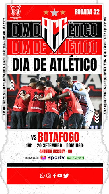 Flyer esportivo campeonato brasileiro 2024 dia de atlético go