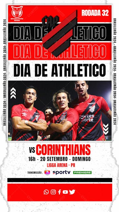 Flyer esportivo campeonato brasileiro 2024 dia de athletico