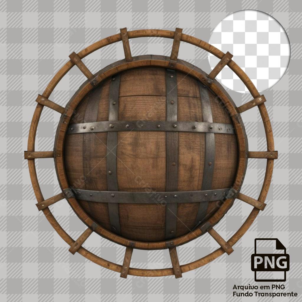 Icone Barril Madeira Medieval PNG com fundo transparente
