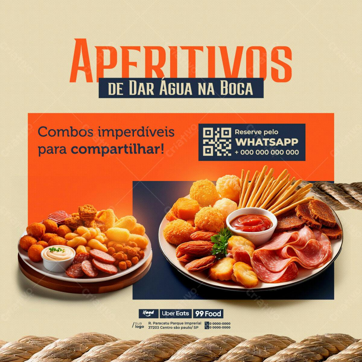 Cardápio de Aperitivos Deliciosos PSD Editável