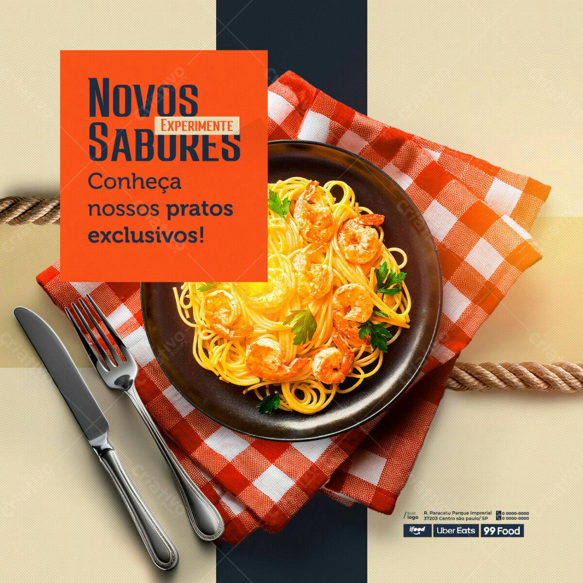 Cardápio Restaurante Novos Sabores PSD Editável