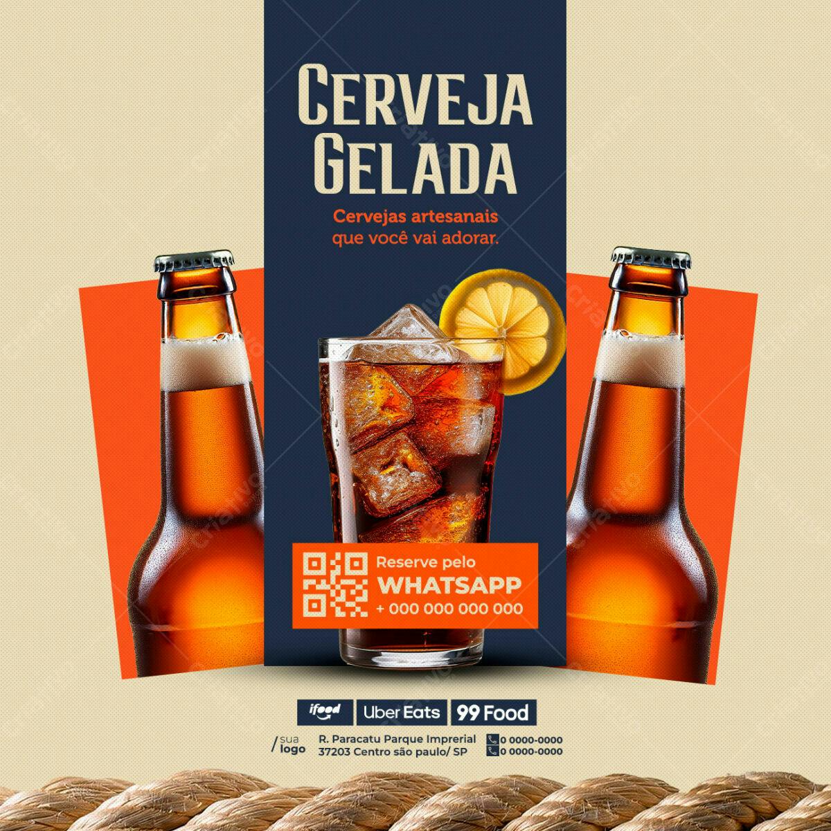 Flyer Cerveja Gelada PSD Editável