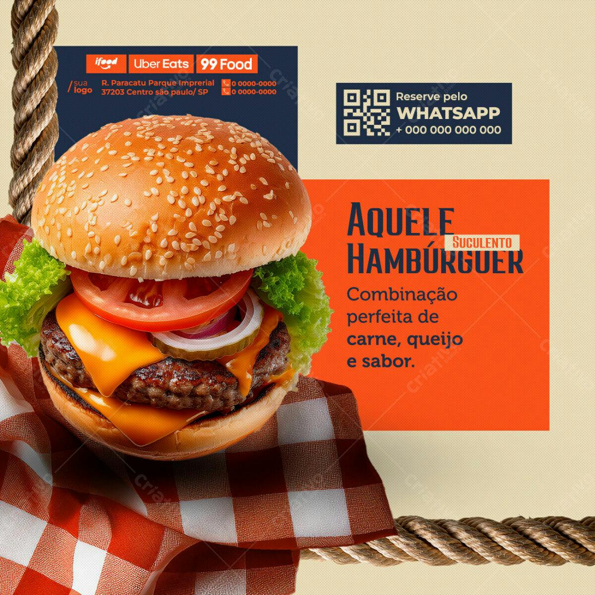 Flyer para Hamburgueria PSD Editável