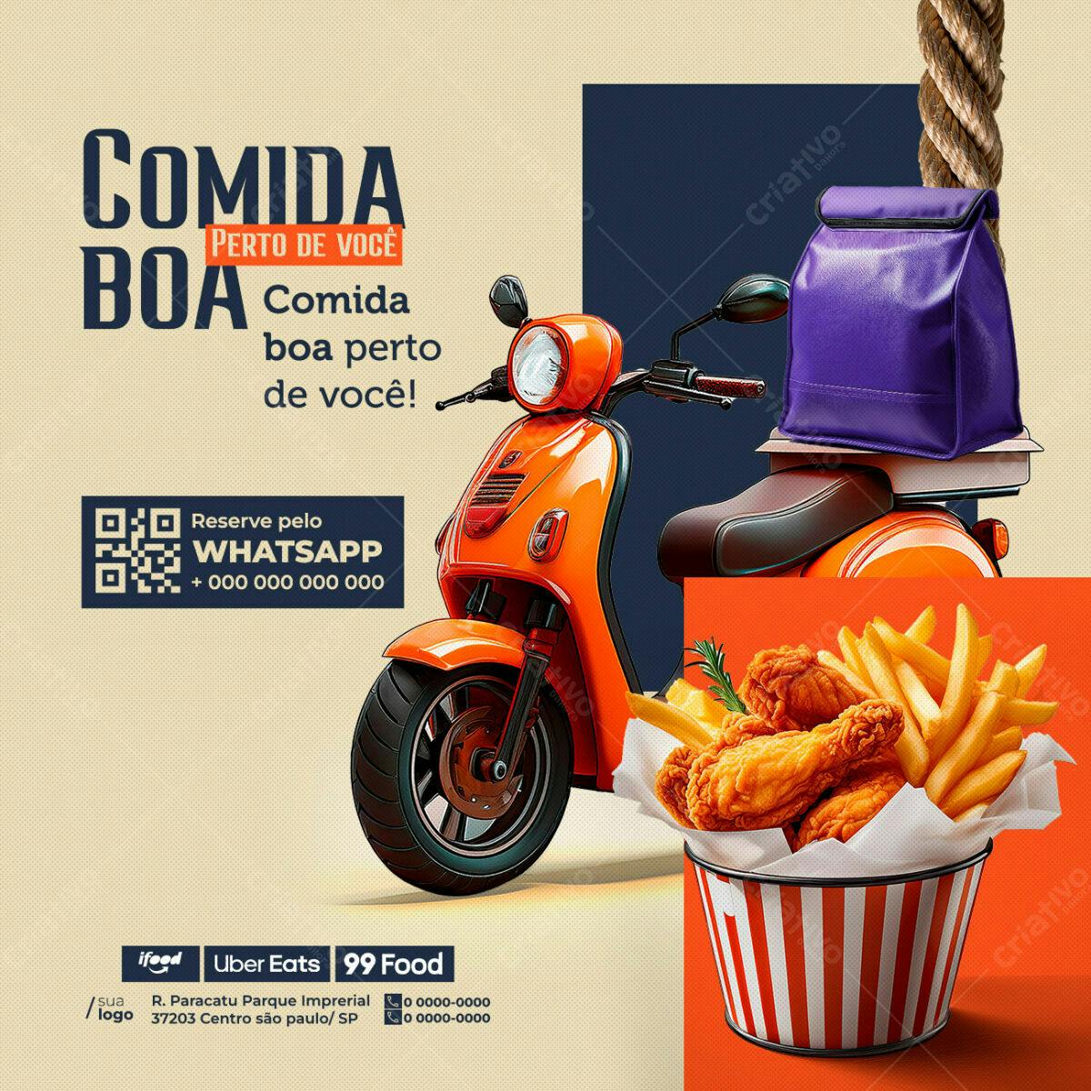 Flyer para Delivery de Comida PSD Editável